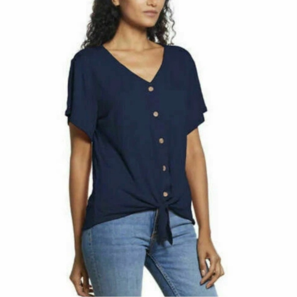 Weatherproof Navy Button-Down Women's Shirt